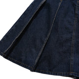 Women Long Skirt Denim Skirt A- line Pleated Skirt Loose Skirt