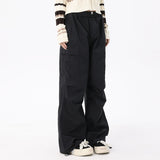 Men Sweatpants Workwear Paratrooper Pants Men's Pleated Wide Leg Straight Trousers Drawstring Sports Casual Pants