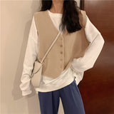 Women Knitted Cardigan Autumn and Winter Knitting Vest Cardigan Loose V-neck Vest