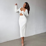 Women Dresses Fall Hollow Backless Dress (Bla0420)