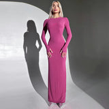 Women Dresses Spring Slim-Fitting round Neck Long Cuff Dress