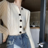 Women Knitwear Autumn and Winter round Neck Sweaters Cardigan