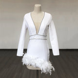Women's Evening Dress Bandage One-Piece Dress Long Sleeve Short Dress