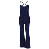 Women Jumpsuit Summer Denim Backless Straight Strap Jumpsuit (Hawthaw0412)