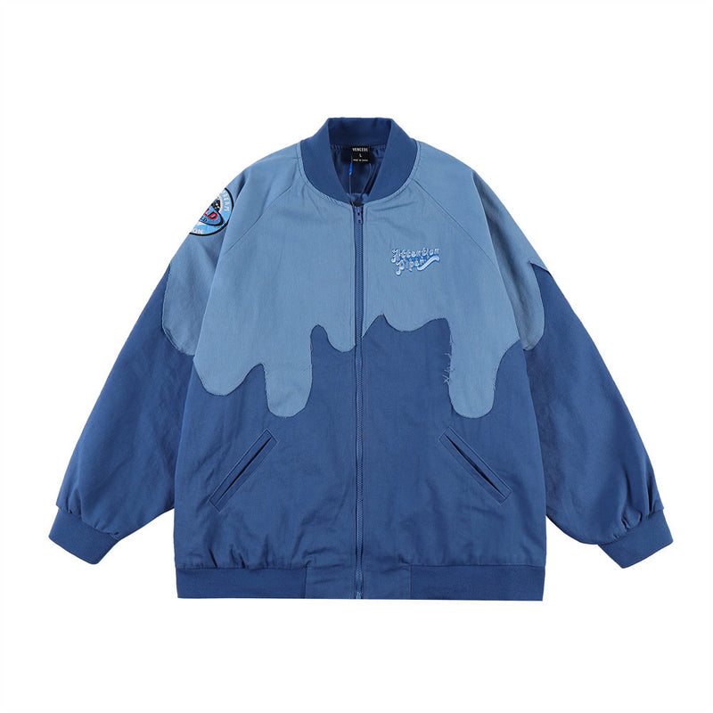 Men Jacket Coat Stitching Jacket Coat Men's Loose Baseball Uniform Spring Cardigan