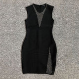 Women Evening Dress Sexy Sexy Sleeveless Grid Evening Dress Bandage One-Piece Dress