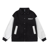 Unisex Jacket Fall Embroidered Back Splicing Coat