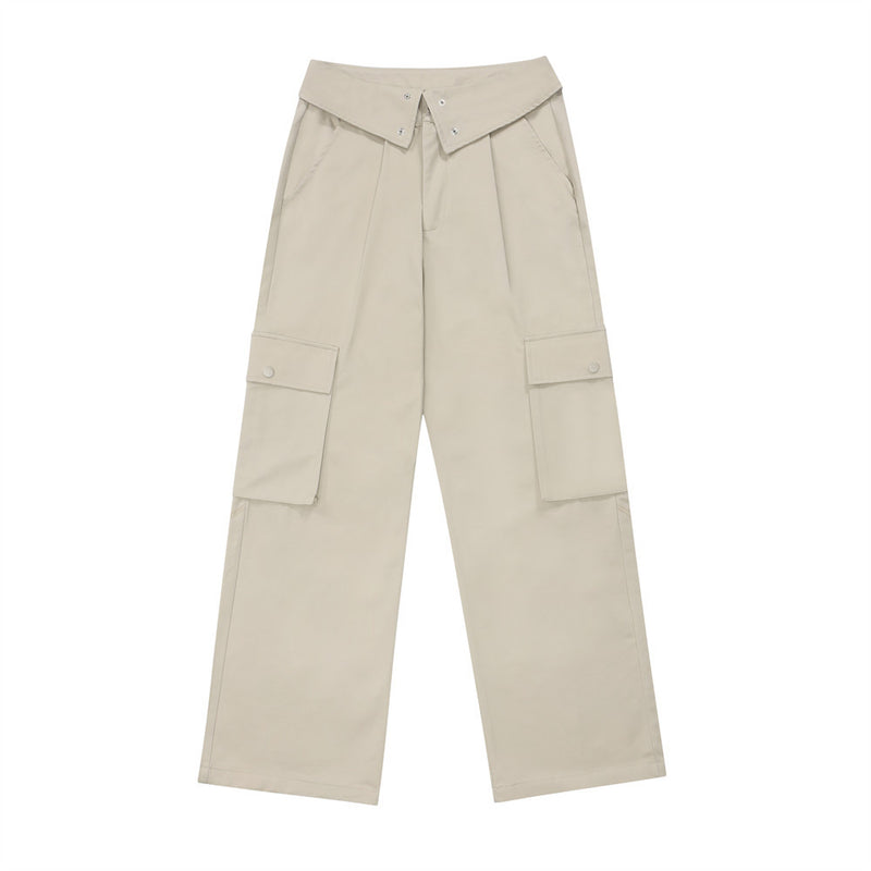 Women Pants Multi-Pocket Casual Working Pants Loose-Fitting Wide-Leg Trousers