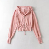 Women Jacket Double Zipper Patchwork Hoodie Women's Cardigan Jacket