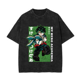 Washed and old retro short-sleeved T-shirt