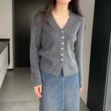 Women Cardigan Sweater Spring Cardigan Coat V-neck Buttons Sweater Coat Y948