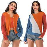 Women Knitted Sweater Autumn Crew Neck Long Sleeve Loose Double-Sided Knitted Sweater Coat
