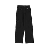 Men Sweatpants Solid Color Multi-Pocket Cargo Pants Loose Casual Straight-Leg Wide-Leg Pants