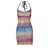 Women Dresses Autumn Sexy See-through Backless Lace-up Dress