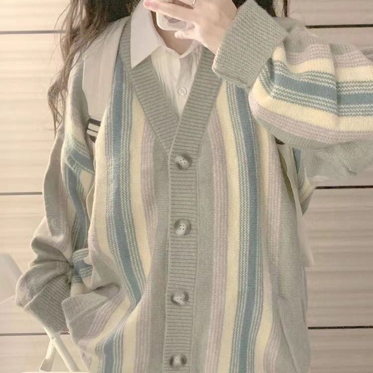 Women Knitwear Fall/Winter V-neck Sweater Coat Female Loose Knitted Cardigan