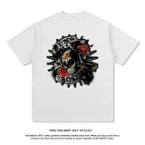Mens Vintage Rock Band T-Shirt Washed Crew Neck Short Sleeve GUNSNROSES Heavy Metal Rock Band