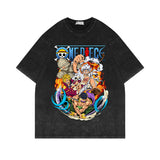 Washed Vintage Short Sleeve T-Shirt ONE PIECE Anime Luffy Oversize