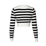 Women Knitted Sweater Striped Knitted Bottoming Shirt Sexy Long Sleeves Cropped Sweater