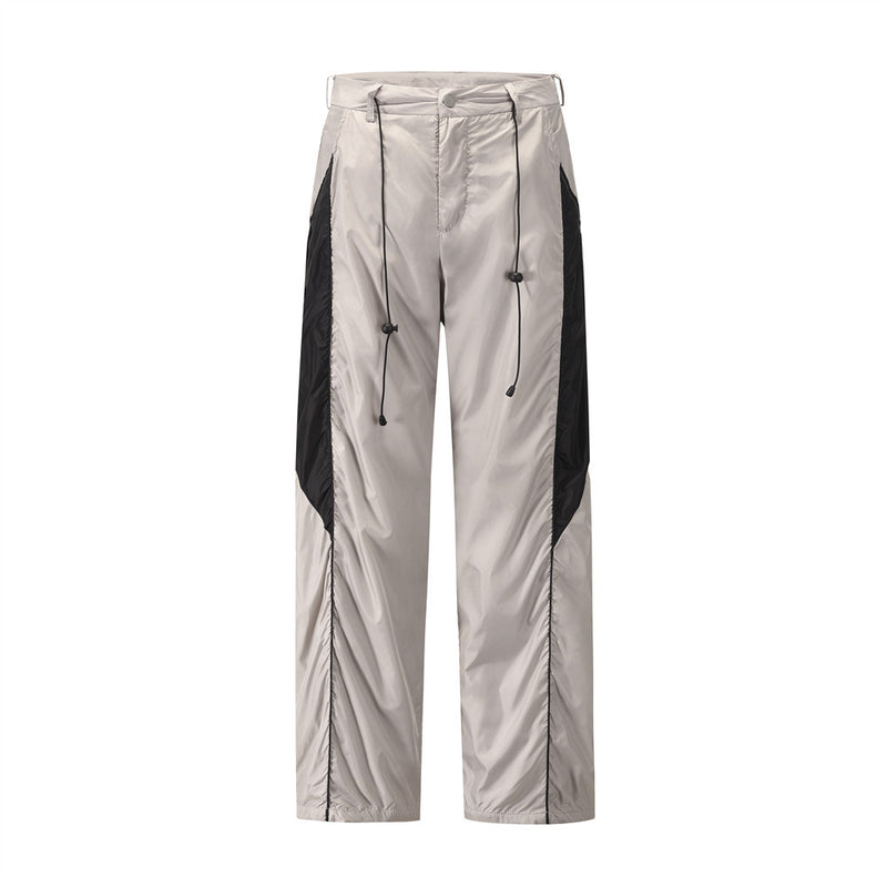 Men Sweatpants Mesh Liner Sports Pants Men's Pleated Elastic Waist Casual Straight Trousers