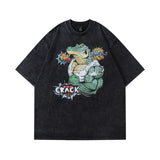 Men T Shirt Vintage Distressed Small Neckline Short Sleeve T-shirt