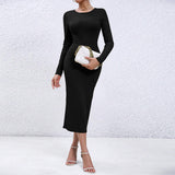 Women Dress Autumn Winter Sexy Sheath Tight Dress Hollow Dress