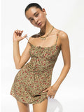 Robe Bridgerton Mulberry Silk Printed Short Sling Dress