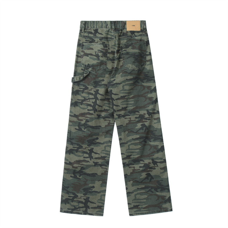 Men Sweatpants Tiger Pattern Camouflage Trousers Loose Sports Wide-Leg Pants