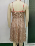 Women Evening Gown Sexy Retro Sequined Suspender Dress
