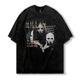 Men T Shirt Vintage Letter Print Vintage Distressed Half Sleeve T-shirt