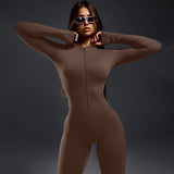 Women Jumpsuit Winter Zipper Sports Yoga Jumpsuit