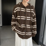 Women Cardigan Sweater Knitted Sweater Autumn and Winter Hooded Cardigan Coat N2350