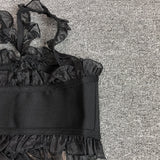 Women Evening Dress V Lace Bow Bandage One-Piece Dress
