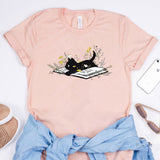 Cat Mom Tshirt Cat Lover Shirt Cute Book Cat Shirts Summer