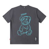Men T Shirt Bear Graffiti Couple Short Sleeve T-shirt
