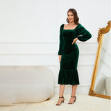 Women Dress Square Collar Sheath Dress