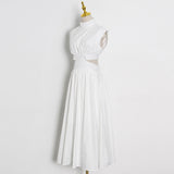 Women Dresses Long Dress Summer Stand Collar Dress (Qymy0409)