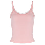Women Co-Ord Set Sexy Lace Sling Vest Flanging Straight-Leg Trousers Suit
