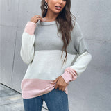 Women Knitted Sweater Autumn Crew Neck Long Sleeve Bottoming Knitted Sweater