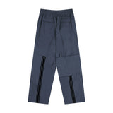 Men Sweatpants Casual Trousers Striped Stitching Ruffle Ankle-Tied Drawstring Sports Pants