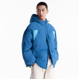Unisex Winter Cotton Coat Winter Color Stitching Hooded Cotton-Padded Coat Loose and Warm Cotton-Padded Coat