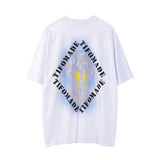 Men Vintage T-Shirt Flame Abstract Printing Short Sleeve T-shirt