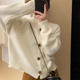 Women Knitted Cardigan Retro Turtleneck Button Autumn and Winter Sweater