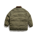 Unisex Winter Cotton Coat Three-Dimensional Pocket Decoration Loose Cotton Coat Vintage Corduroy Lapel Cotton-Padded Jacket
