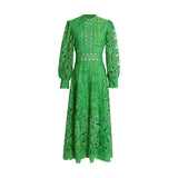 Women Dresses Spring Stand Collar Embroidery Hollow Dress (Qymy0409)