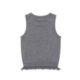 Women Vest Retro Alphabet Jacquard Slim Knit Short Vest