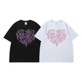 Men T Shirt Vintage Love Heart Letter Print Short-Sleeve T-shirt
