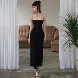 Women Dresses Sexy Suspenders Backless Hollow Dress