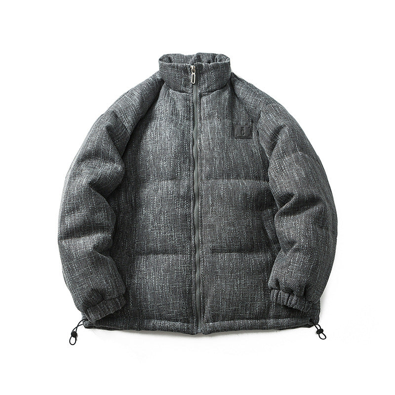 Unisex Winter Cotton Coat Winter Stand-up Collar down Jacket Vintage Labeling Decorative down Jacket