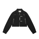 Women Jacket Loose Lapels Zipper Pocket Autumn Long Sleeve Coat