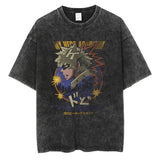 20242024 Fashion Streetwear Men Washed T Shirt Anime